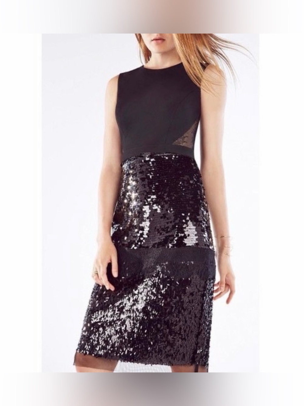BCBG MAXAZRIA Reyna Sequin Lace Cocktail Dress